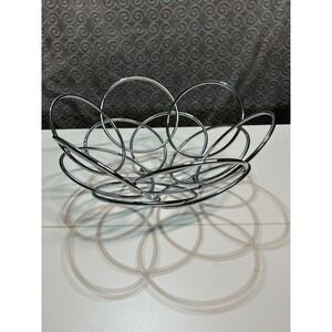 Modern Chrome Wire Circle Fruit Bowl Decorative Table Centerpiece‎